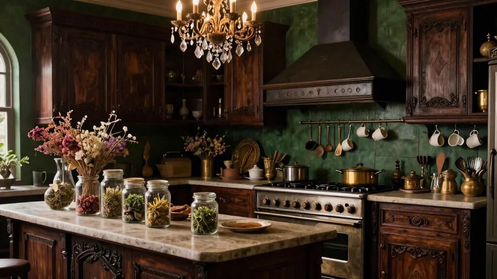 12 Dark Cottagecore Kitchen Decor Ideas That’ll Make You Feel Like You’ve Stepped Into a Fairytale!